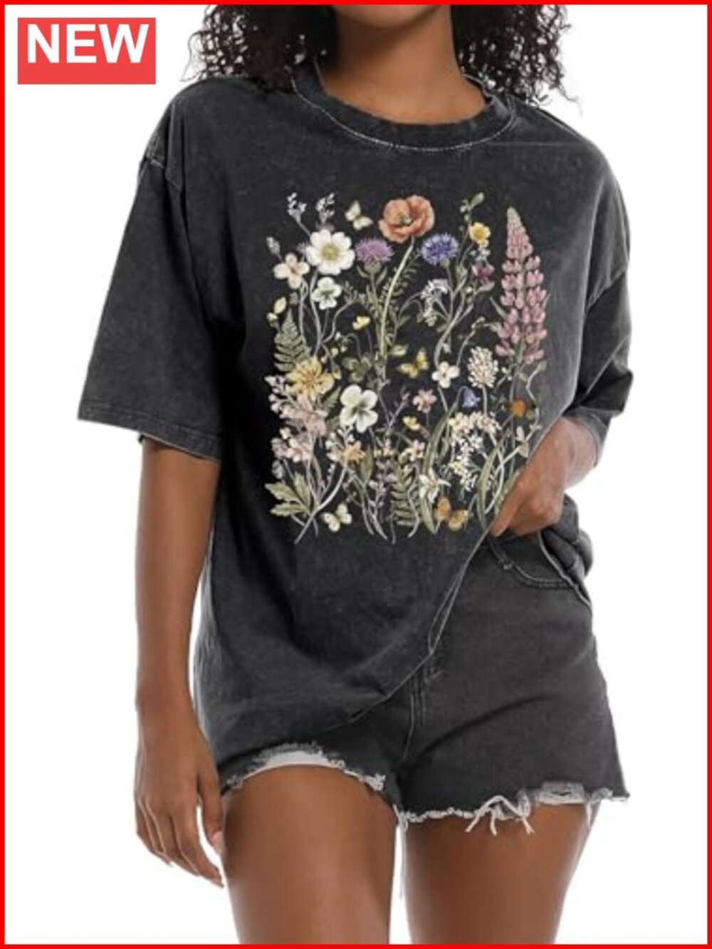 Oversized Western Cow Skull Graphic Tee Women Cotton Blend